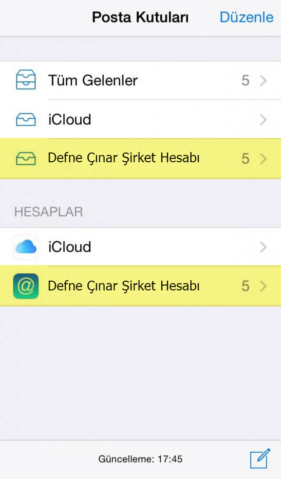 iOS E-Posta Kurulumu Adım 10