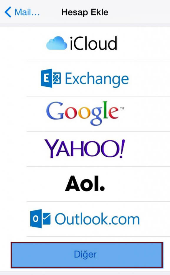 iOS E-Posta Kurulumu Adım 5