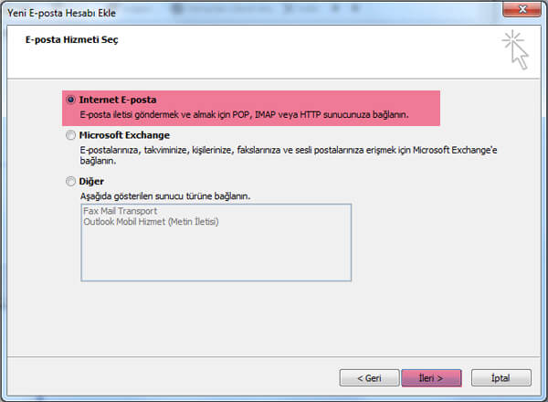 Outlook 2007 E-Posta Kurulumu Adım 5