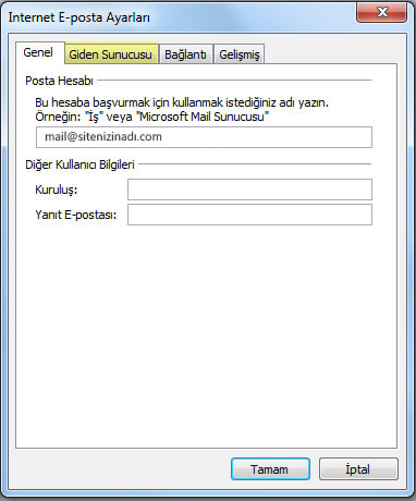 Outlook 2007 E-Posta Kurulumu Adım 7